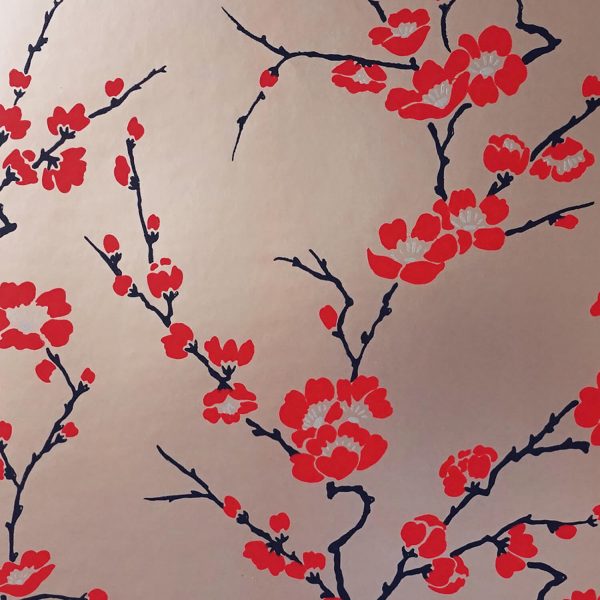 Cherry Blossom on Rose Custom Wallpaper