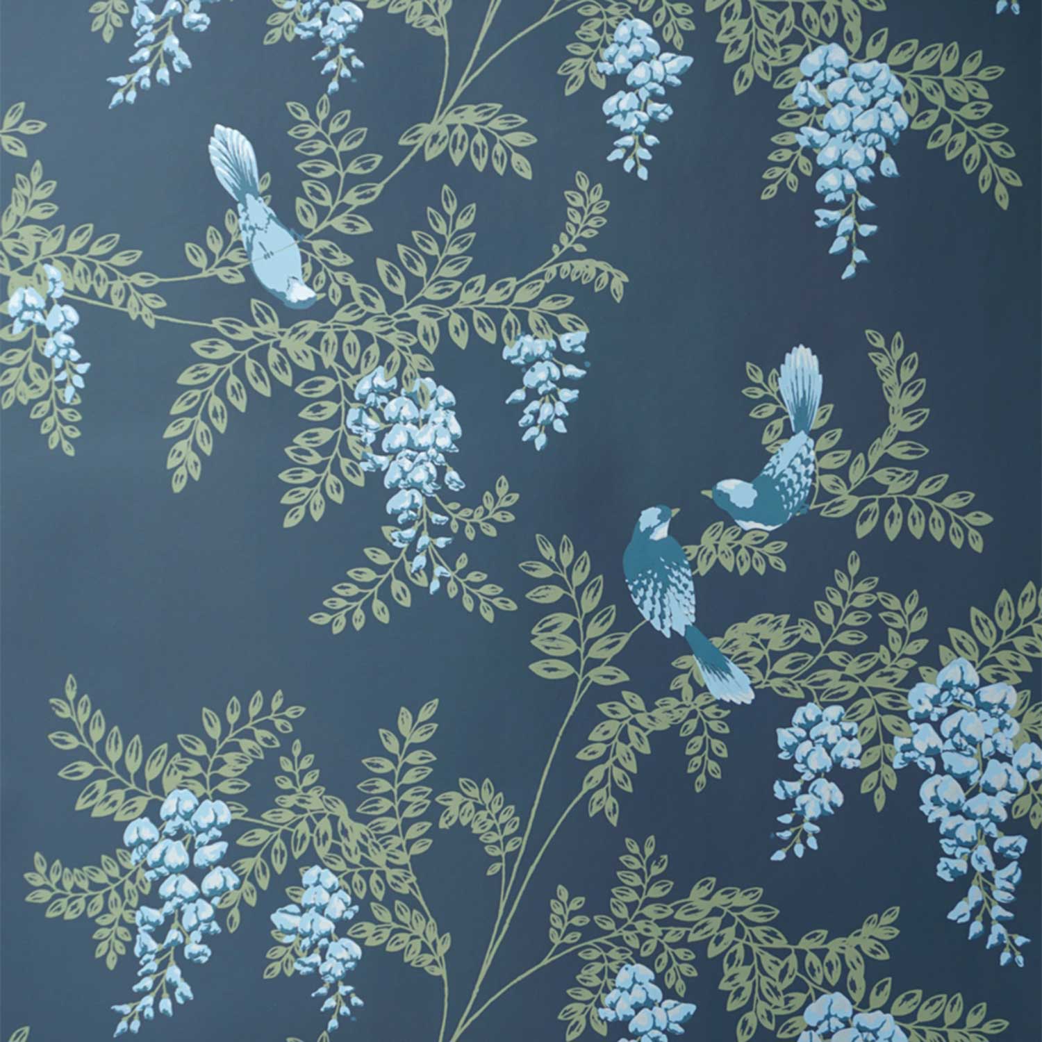 Wisteria Birds on Atlantic Custom Wallpaper