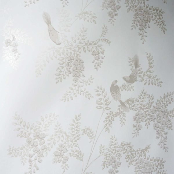 Wistera Birds on Milk Custom Wallpaper